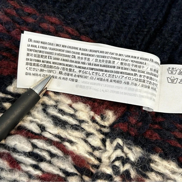 Hollister Open Front Cardigan Wool Blend Sweater In Navy Aztec Pattern Size Med - Picture 5 of 7